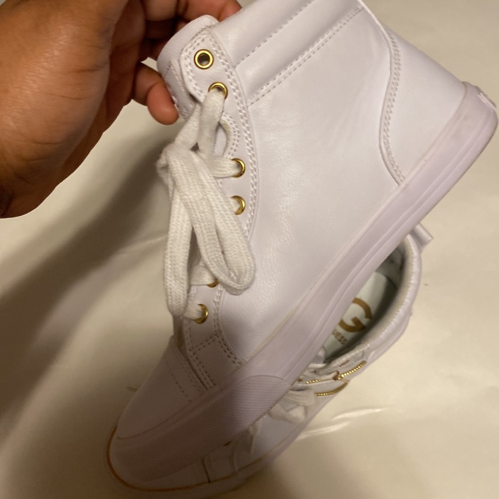 G by Guess HIGH TOP WHITE SNEAKERS WITH ZIP DESIGN SIZE 6.5M - Picture 9 of 13